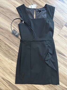 Express Black Cap-Sleeve Mini Dress
